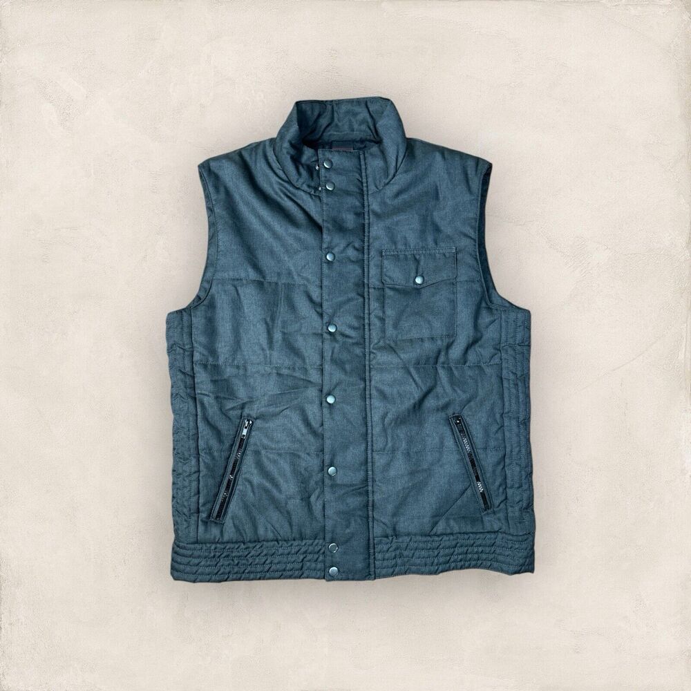 Hawk Mens Puffer Vest Large Gray Military Utility Grunge Gorpcore Skater Work